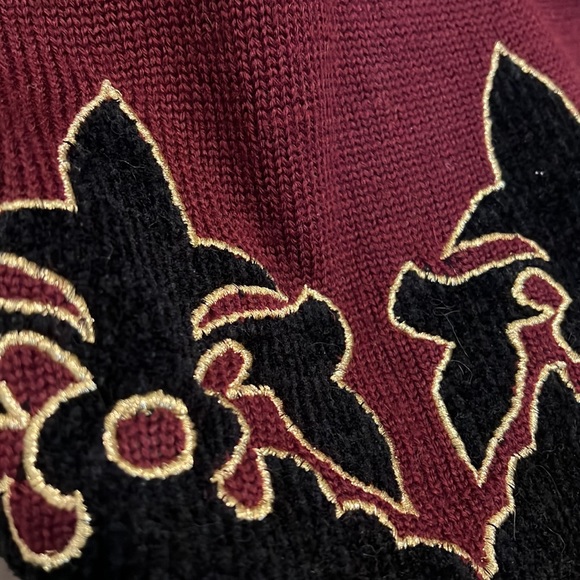 ☀Theomiles wool blend Cardigan Sweater Fleur de Lis Size M - Picture 10 of 12
